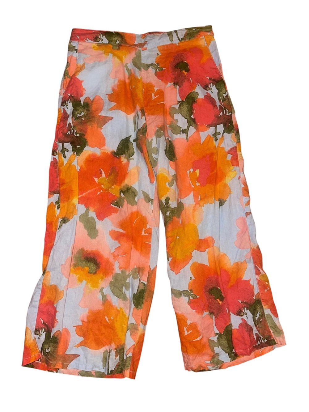 Joie floral linen cropped pants women’s size large